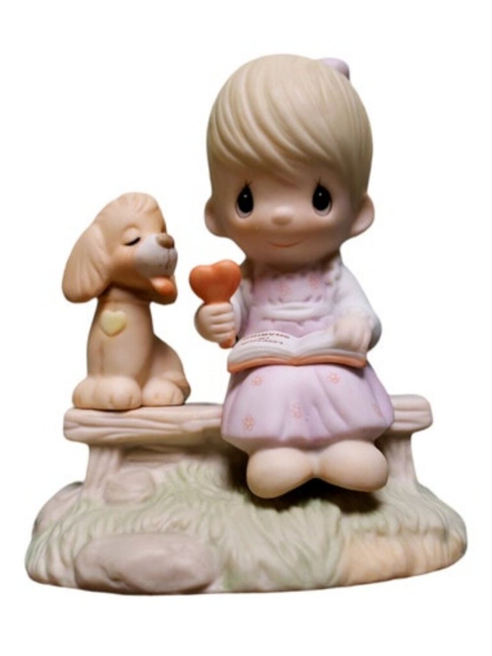 Vintage 1979 Precious Moments Figurine: Girl Reading with Dog